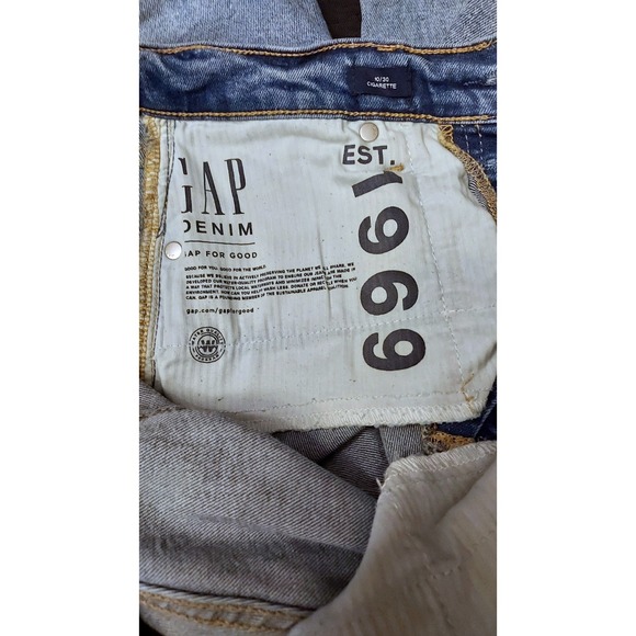 Gap Women Cigarette Skinny Jeans Size 10 Blue Stretch Distressed Denim Buttonfly - Picture 7 of 12
